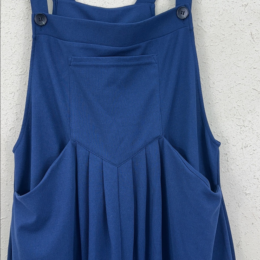 HALARA Waffle Knit Casual Overalls Jumpsuit Wide Leg Adjustable Strap NavyBlue L - Picture 5 of 9